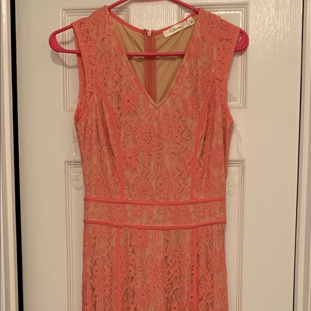 Long coral lace dress